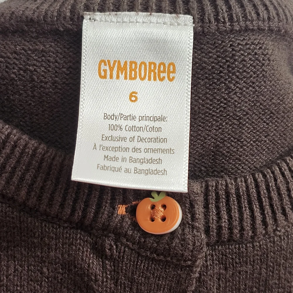Gymboree Chocolate Cardigan with Orange Pumpkin Accents